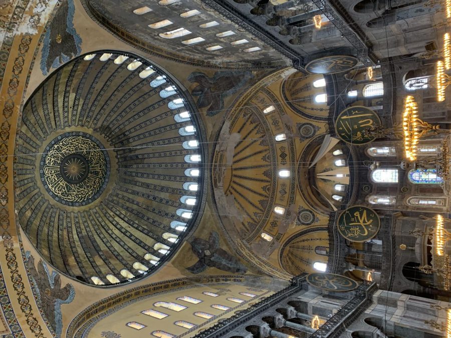 Inside of the Hagia Sophia right before one of the daily prayer times. 