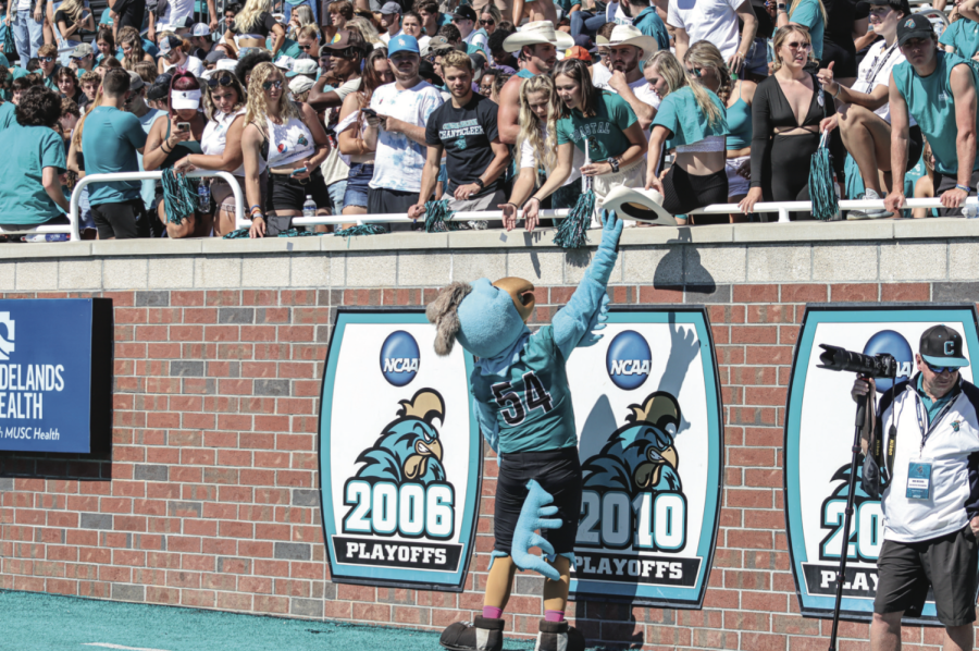 Sports teams of all college levels at Coastal Carolina University celebrate wins together with the turnout of the crowd