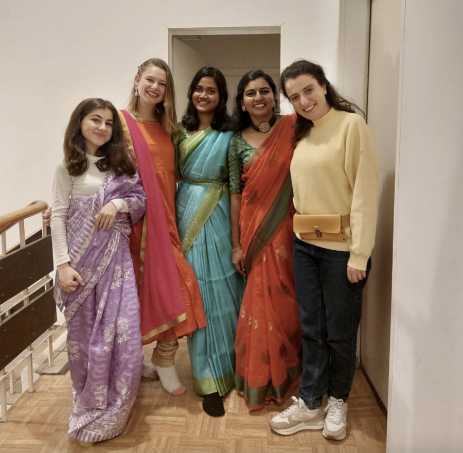 Everyone dressed up in traditional Indian clothing in celebration of Diwali.
(Pictured from left to right: Teona, Georgia; Shelbi, United States; Mathu, India; Tamar, Georgia.)