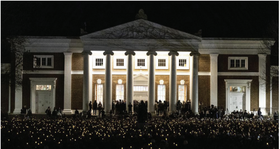 University of Virginia students participate in a vigil in response to shootings that happened on
campus the night before in Charlottesville, Va., Monday, Nov. 14, 2022.
