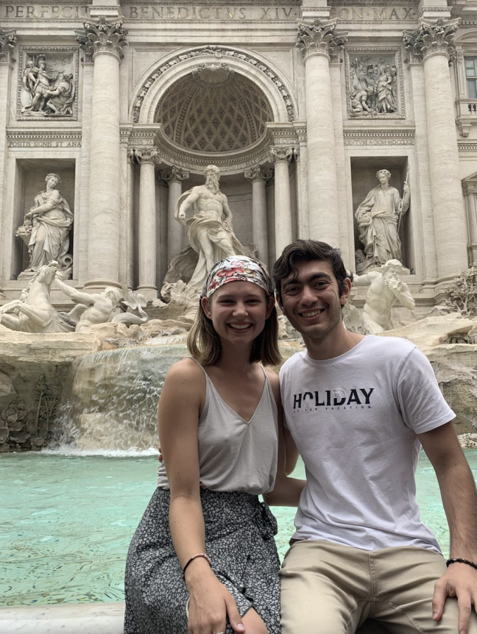 Aydin Rzazade and Shelbi Ankiewicz in front of the Trevi Fountain in Rome.