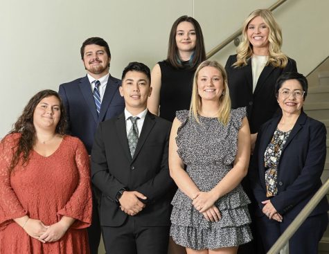 Coastal Carolina Universitys 2022-2023 executive board, including (left to right) President Gabrielle Ryder and now former president Mateo Solana. 