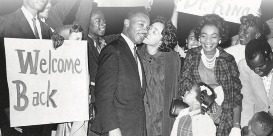 In this October 27, 1960 file photo, Dr. Martin Luther King Jr., is given a welcome home kiss by his wife Coretta, upon his return to Atlanta following his release from Reidsville State Prison on bond. King’s children, Yolanda, 5, and Martin Luther III, 3, join the welcome celebration. (AP Photo, File). See inside for The Chanticleer’s coverage of local commemorations for Martin Luther King Jr. Day, including Editor-in-Chief story on pg. 2 and graduate assistant Annette Peagler’s column on pg. 13.