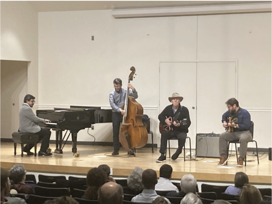 Performers from the Concert’s Final Performance included (left to right) Jesus Fuentes,
Emilio Terranova, Bruce Forman and Tim Fischer.