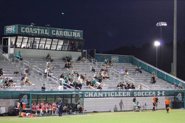 Fans supporting the women's soccer team during their Sun Belt Conference opener Sept. 12.