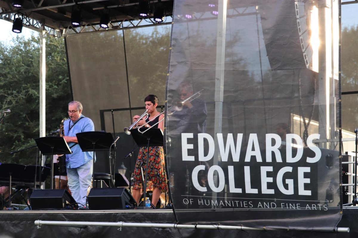 Brass ensemble (left to right) saxophonist Michael Duva, trumpeter Marrisa Terranova and trombonist Chris Connolly