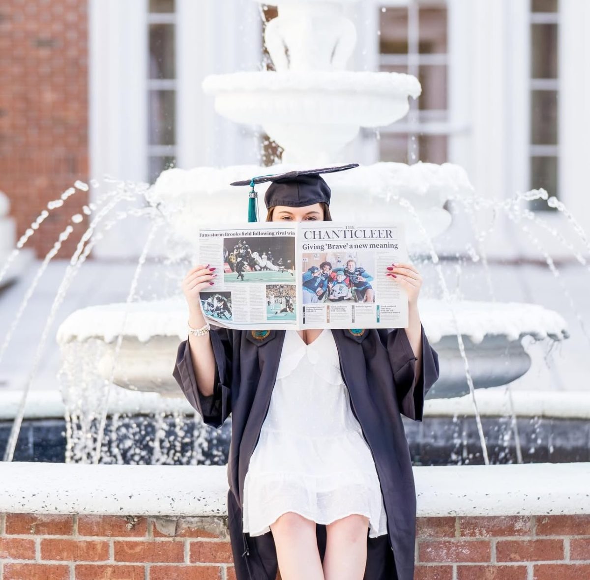 Brooke F. Bromberg poses with the Nov. 14 issue of The Chanticleer. Photo provided by Bromberg.