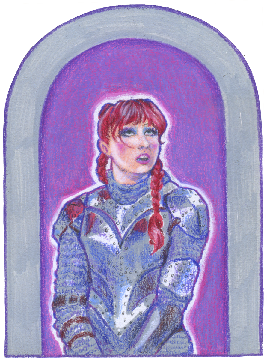 Chappell Roan as Joan of Arc during her MTV performance in 2024. Art by Frances Ludwig