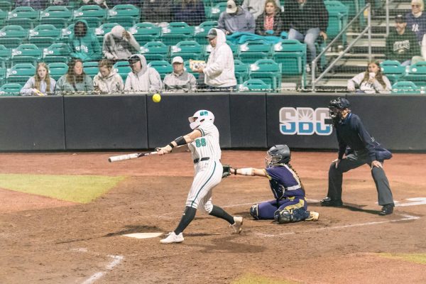 Senior Georgia Hood takes a swing.