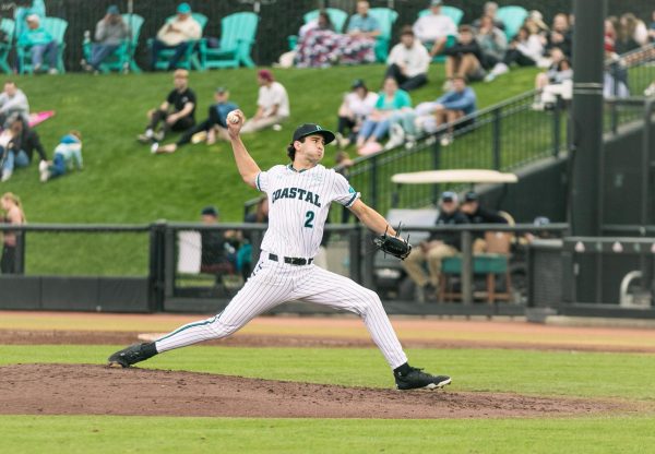 Cameron Flukey, right-handed pitcher, makes a throw.