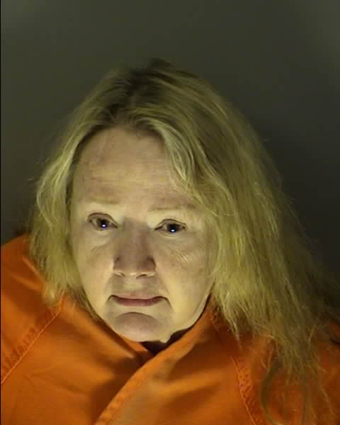 History professor Florence Eliza Glaze sits for a booking photo at J. Reuben Long Detention Center, provided by Horry County Bookings and Releases.