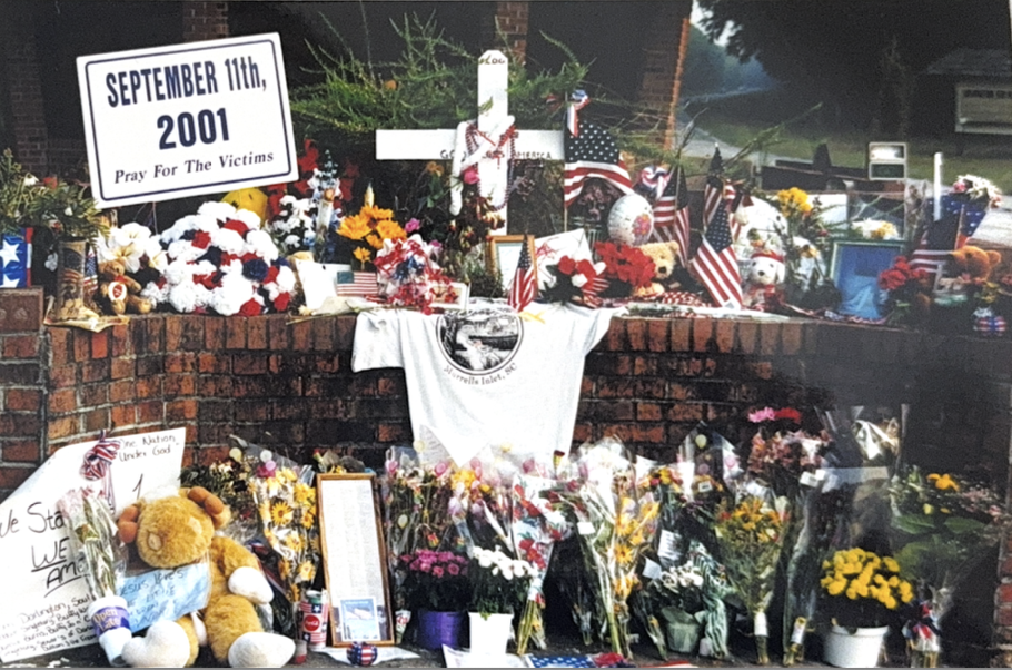 A 9/11 memorial created by surrounding Grand Strand communities in the days following the attacks. Photo courtesy of The Chanticleer photo archive.