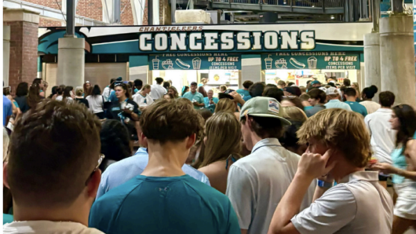 Line to one of the many free concession stands at Sept. 6 game