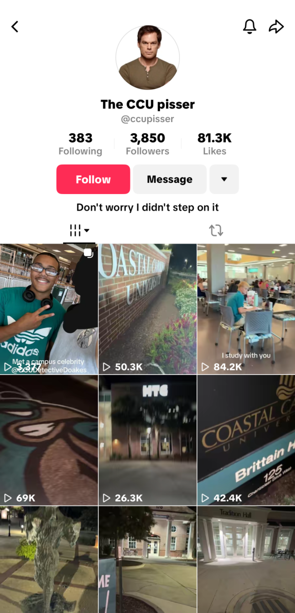 A screenshot of the CCU pisser's TikTok account