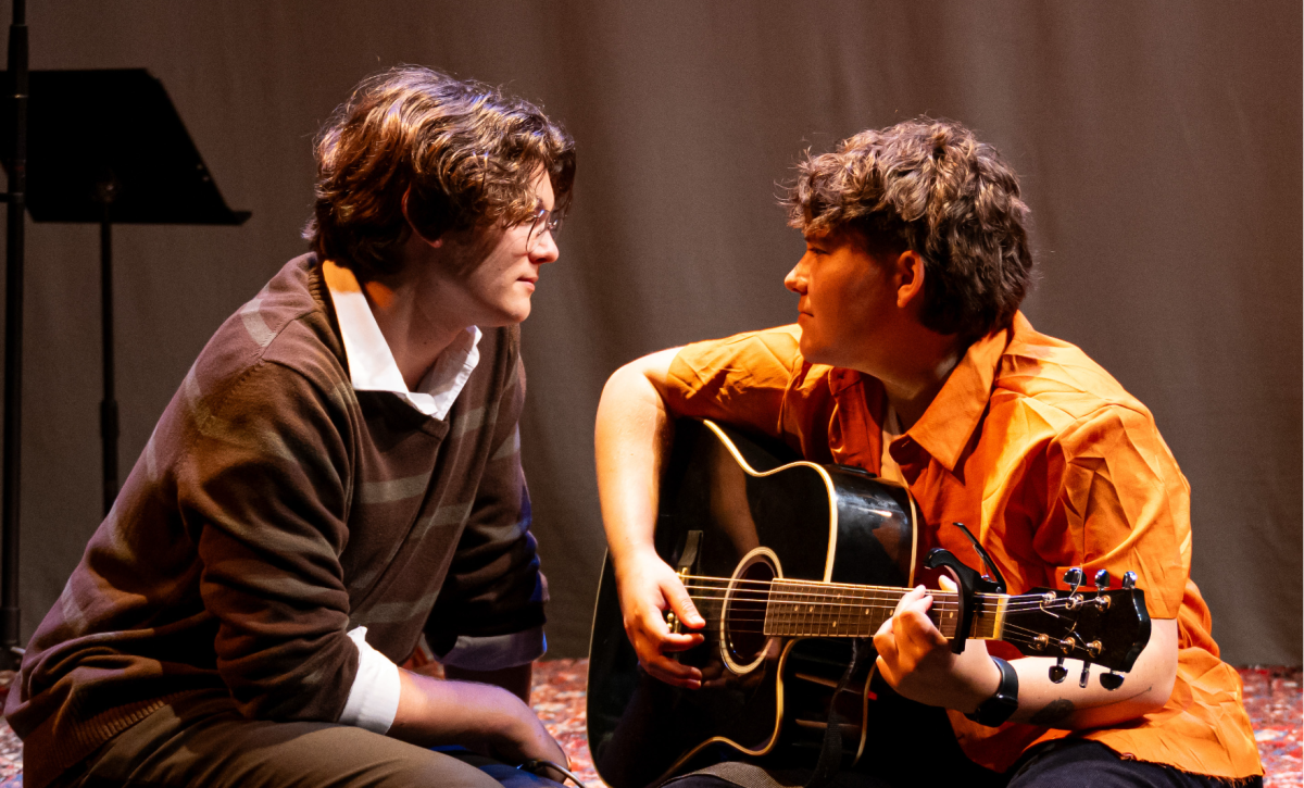 Ian Hazelrigg and Mason Martin who play Hayes and Leo sing together, before performing a show as Leo and the Solstice.

Photo credits to University Marketing and Communications