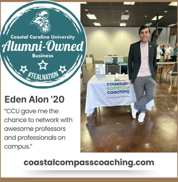 Coastal Carolina University highlights Coastal Compass Coaching as a CCU 
alumni-owned business

Photo credits to CCU Office for Advancement and Alumni Engagement's Linkedin. 