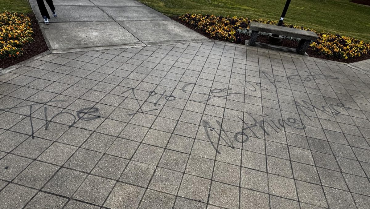 Graffiti found on Coastal Carolina University's Prince Lawn.