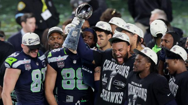 The Seattle Seahawks celebrate super bowl win. Photo courtesy of BBC.