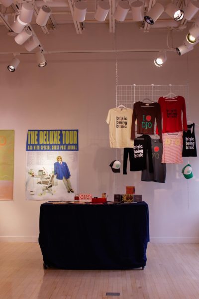 Kendall Boykin's exhibition that depicts a merch stand. 
